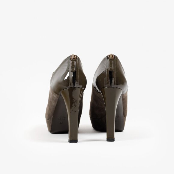 Gucci Green Patent Leather and Suede Booties - Picture 3 of 11